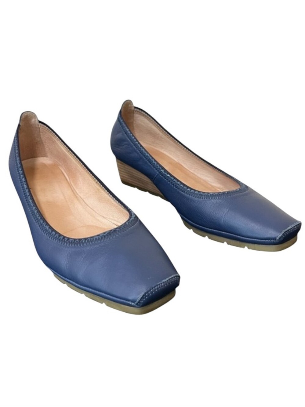 Hispanitas Leather Square Toe Slip On Wedge Heel Shoes Size 41 EU